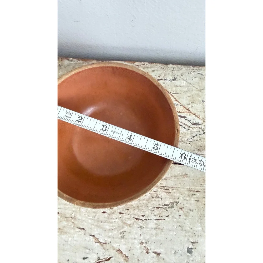 Vintage Oven Ware #5 Terracotta Mixing Bowl USA Embossed Geometric 6